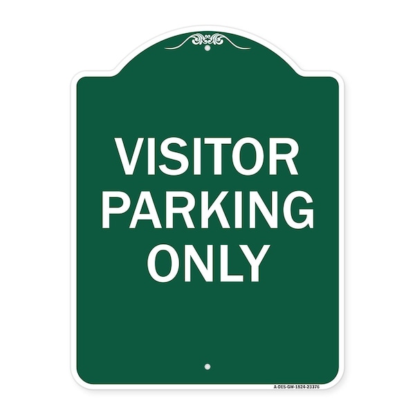 Signmission Parking Reserved Sign Visitor Parking Only, Green & White Aluminum Sign, 18" x 24", GW-1824-23376 A-DES-GW-1824-23376 - main